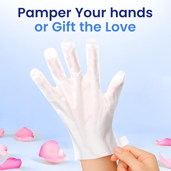 Repairing Hand Mask for Dry Cracked Hands, Hand Masks with Coconut, Shea Butter, Jojoba Oil & Vitamin E, Moisturizing Gloves, Skin Care Gifts for Women & Men, Self Care Gifts for Women (6 Pairs)