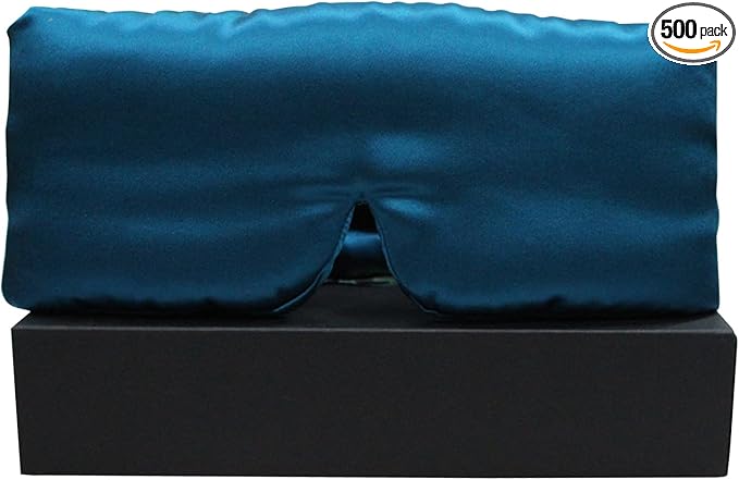 100% Mulberry Silk Eye Mask Blackout Sleeping Eye Cover for Night Sleep and Travel Nap,Soft Adjustable Eyeshade, Comfortable Blindfold for Women Men,Large Size, Black (Dark Blue)