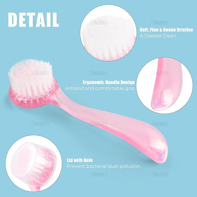 AUEAR, 4 Pack Face Brush for Cleansing and Facial Cleaning with Cap for Women and Girls Wash Makeup Massaging