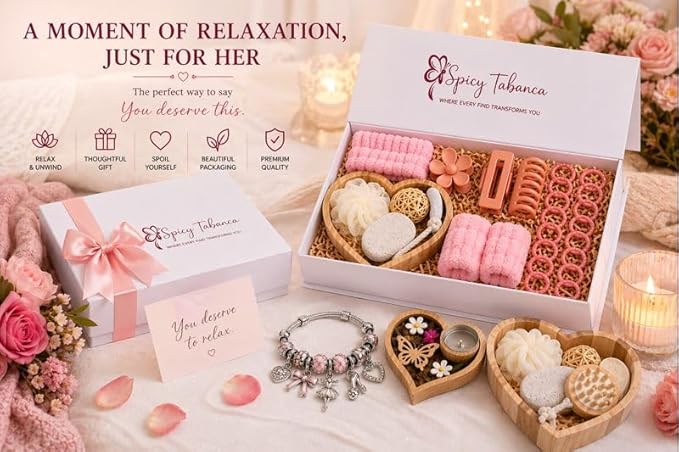 Ultimate 25-Piece Spa Gift Set for Women, Mother’s Day Gift for Mom, Self Care Bath Set with Bracelet, Luxury Magnetic Gift Box, Birthday Gifts for Women