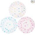 Shower Caps, 3 Pcs Waterproof Bath Caps Plastic Reusable Shower Caps Elastic Band Bath Hair Hat for Women Ladies Spa Salon