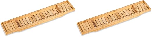 Bamboo Large 28.7" Long Slatted Bathtub Tray - By Trademark Innovations (Pack of 2)