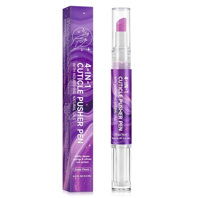 4-in-1 Cuticle Oil Pen for Nails, Nail Cuticle Polishing & Remover Tool with Quartz Cuticle Pusher and Nail Buffer, Nourishing Cuticle Care for Hangnails & Dry Cuticles, Portable Manicure Pen