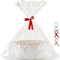 Happyiren Small Gift Basket with Gift Wrap Cellophane Bag and Ribbons, Gift Baskets for Christmas Thanksgiving Birthday Baby Shower Raffle Burr, - Rope Decorative Storage Organizer Container