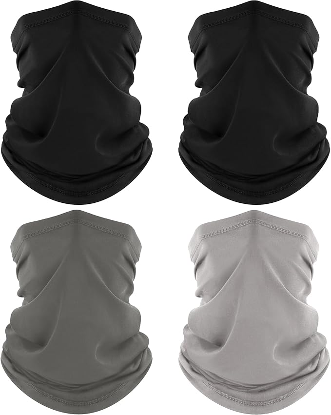 ROXUN 4 Pack Neck Gaiter, Cooling Breathable Face Mask UV Protection Scarf Hiking Bandana for Men/Women