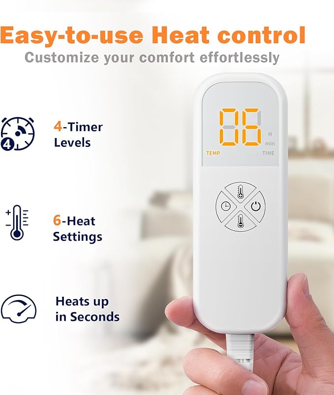 Heated Pad for Back/Neck/Shoulder Pain Relief - 17"x33" Electric Heating Pad with 6 Heat Settings, Auto-Off, 4 Timers - Ideal Gift for Women Mom Sister Wife Grandma on Mother’s Day Christmas Birthday