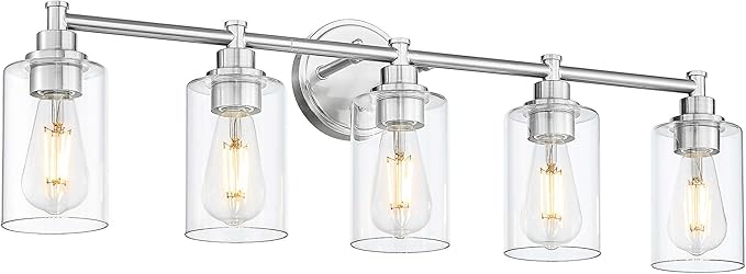 FEMILA 32" Bathroom Vanity Light, Brushed Nickel Bathroom Lights Over Mirror, 5 Light Vanity Wall Light Fixtures, 4FYC56B-5W BN