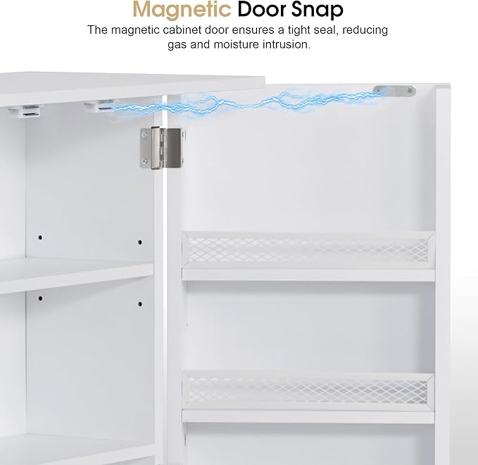 BarberPub Storage Cabinet, Multi-Functional Beauty Salon Organizer with Hinged Door, Adjustable Shelves, for Spa, 15"(L) x 15"(W) x 38.4"(H) 2024 (White)