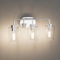 Tipace Modern Bathroom Vanity Lighting Fixtures 3-Lights Industrial Stainless Steel Chrome Finish with Clear Glass Vanity Lights Farmhouse Bath Lighting(Exclude Bulb)