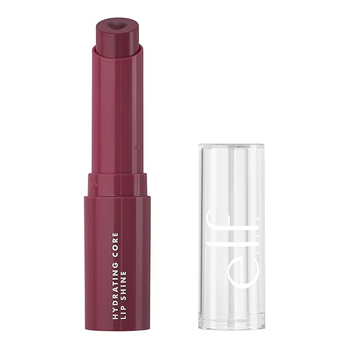 e.l.f. Hydrating Core Lip Shine with Shea Butter & Vitamin E, Tinted Lip Balm for A Smooth, Glossy Finish & Long-Lasting Moisture, Delightful Mauve