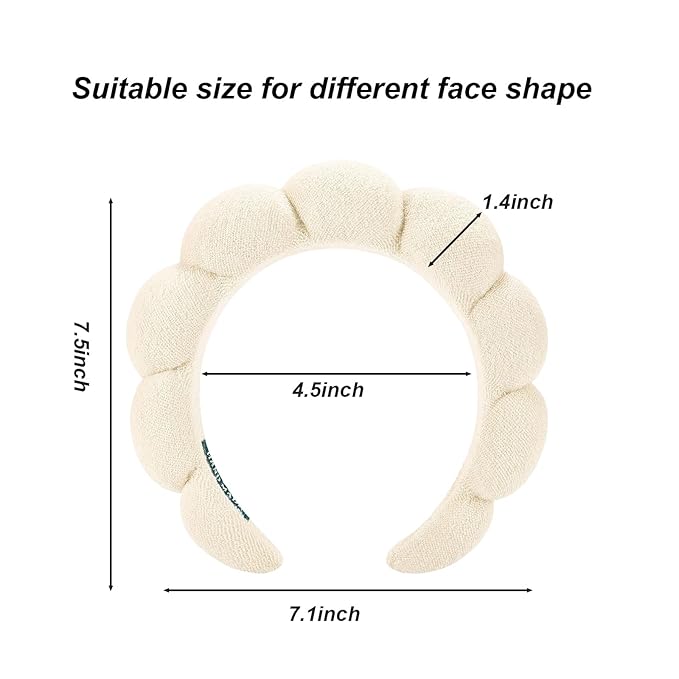 Spa Headbands for Washing Face Makeup Skin Care Women Bubble Facial Beauty Headbands Puffy Shower Towel Band Hairband