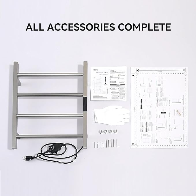 Heated Towel Racks for Bathroom, Hot Towel Warmer 4 Bars with 24hr Timer Stainless Steel Wall Mounted Electric Towel Warmers for Bathroom