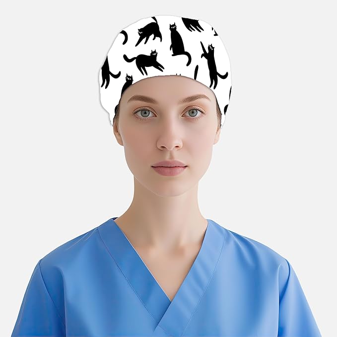 2 Pcs Working Cap with Sweatband for Women Men, Adjustable Cleaning Working Hats, Nurse Surgical Caps