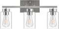 PARTPHONER 3-Light Bathroom Light Fixtures, Brushed Nickel Vanity Light with Clear Glass Shade, Modern Wall Sconce for Mirror Bedroom Living Room Hallway Lighting