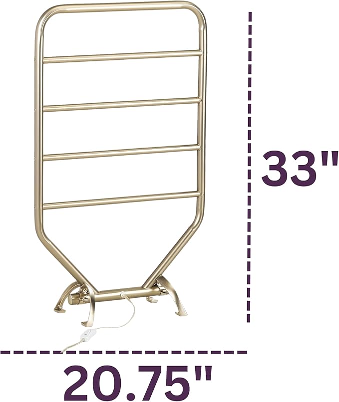 Warmrails Traditional Towel Warmer - Free-Standing or Wall Mounted Towel Warmer Rack for Drying Towels and Garments - 34-Inch Nickel Finish Frame with 4 Bars - Model RTS