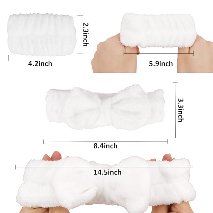WHAVEL 6PCS Spa Headband and Wristbands Set, Face Wash Headband Wrist Bands for Washing Face Makeup Skincare Hair Band Skin Care Accessories Tools