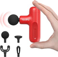 HEYCHY Super Mini Massage Gun Deep Tissue, Handheld Percussion Massager with 4 Heads, Travel Size Muscle Massager Gun for Men & Women Back Pain Relief, Quiet for Home, Gym, Office, Red