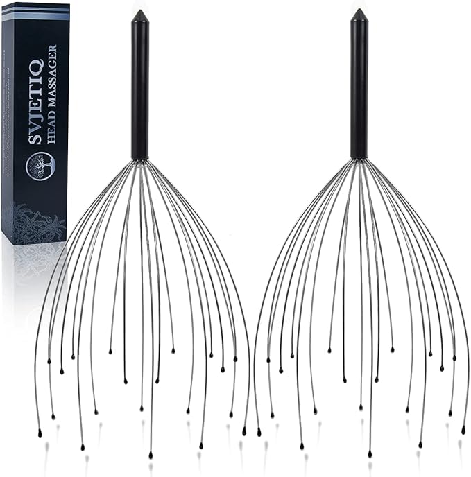 Svjetiq 2 Pack Head Massager Scalp Massager 20 Fingers Handheld Scalp Scratcher Head Scratcher Stress Relax for Deep Relaxing, Christmas Gift Stocking Stuffers for Men Women Adults