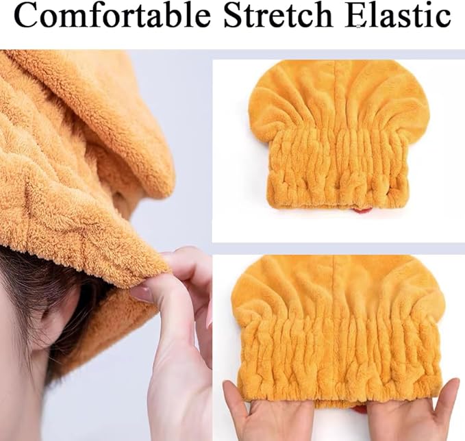 Microfiber Hair Towel Wrap for Women, 2Pcs Hair Towel Cap.Soft Absorbent Turban Hair Towel for Long and Wet Hair(Orange & Red)