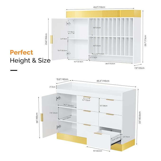 OmySalon Salon Staion Barber Color Bar, Hair Color Organizer Rack, Salon Hair Color Cabinet with Drawers & Adjustable Shelves, Wall Mounted Tube Storage Station for Salon Display, White