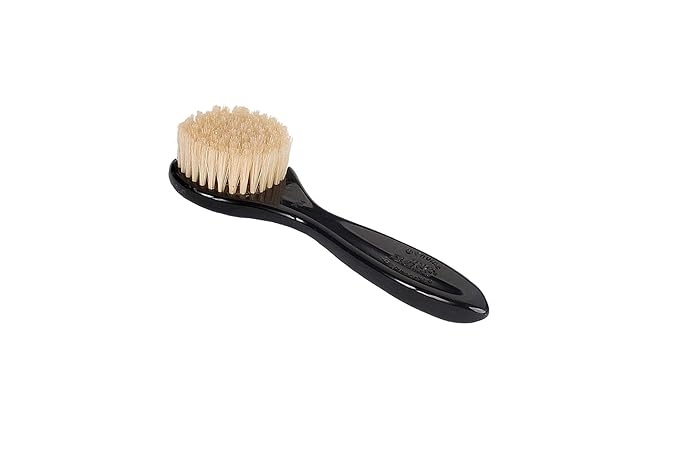 Hair Doc Esthetician Grade Facial Brush Natural Bristle Firm High Polish Acrylic Handle Jet Black Finish Model 704 - JTB