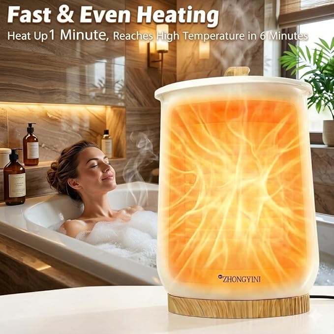Luxury Towel Warmer Bucket, Large Towel Warmers for Bathroom,Auto Shut Off, Fits Up to Two 40"X70" Oversized Towels, Bathrobes, Blankets, PJ's and More