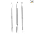 Cuticle Pusher Acetone/Gel/Nail Polish Remover Stainless Steel Professional 3pcs Set Cuticle Scraper Fingernails & Toenails Clean Manicure Tools Cuticle Care for Women&Girl,opove CP-3 (Silver)