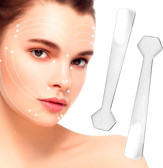 Pndeyo 3pcs Mini Stainless Steel Makeup Spatula, Reusable Cosmetic Cream Spatulas Spoon, Skincare Scoop Applicator Facial Massage Beauty Tools for Mixing and Sampling Face Eye Cream- Silver