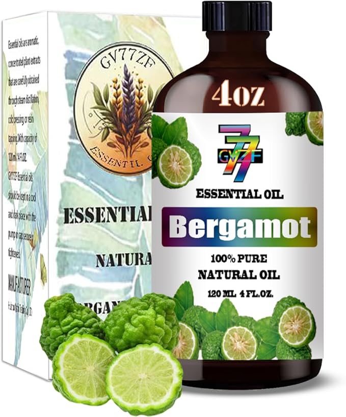 Bergamot Essential Oil - GV77ZF Bergamot Oils for Diffusers, Humidifiers, DIY Candles, Soap, Cleaning, Home, Office, Yoga, Massage, Gifts - 4 fl oz (120 ml)