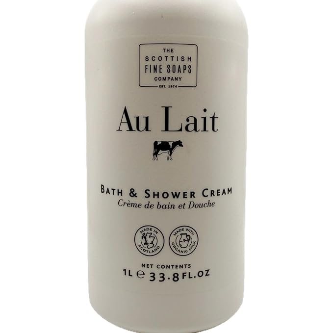Scottish Fine Soaps The Au Lait Bath & Shower Cream, 33.8 fl oz, White