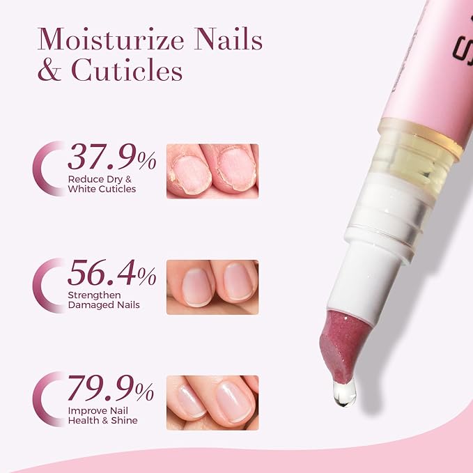 Ceramic Cuticle Pusher & Oil Pen + Cuticle Remover Gel – Gentle Nail Care Kit, 2ml Scent-Rose Nourishing Oil, 1 fl. oz with Jojoba Oil & Vitamin E for Dry, Damaged Nails(Pink&Gel)