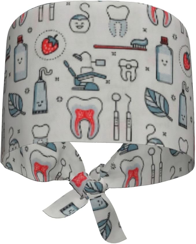 Working Cap Scrub Caps with Sweatband Adjustable Tie Back Hat Nurse Surgical Caps Unisex