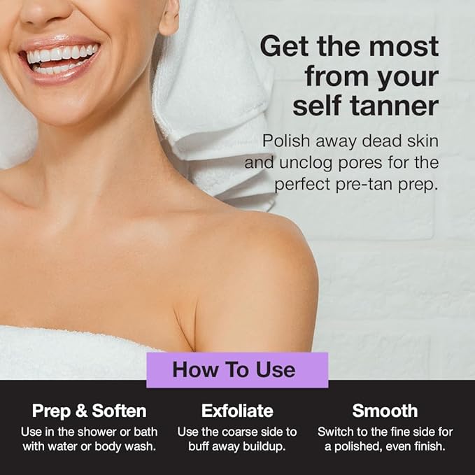 Fake Bake In The Buff Exfoliating Mitt - Washable Reusable Self Tanner Lotion, Spray or Foam Prep Glove for Buffed Tan-Ready Skin - Dead Skin Remover, Buffer, Smoother - 1 Professional Mitt