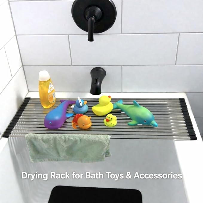 28" Bathtub Drying Rack for Bath Toys & Accessories – Non-Slip Tub Shelf, Fast-Draining Design, 28” Fits Most Standard Tubs