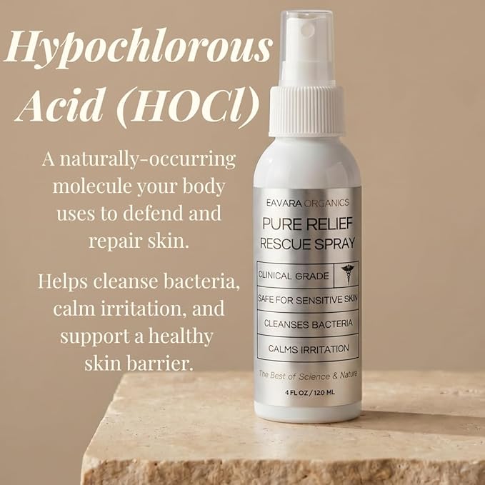Pure Relief Rescue Spray for Sensitive, Irritated & Blemish-Prone Skin – Soothing & Gentle Facial Mist for Redness, Irritation, & Post Treatment – Hypochlorous Acid Spray for Face & Skin – 4 oz