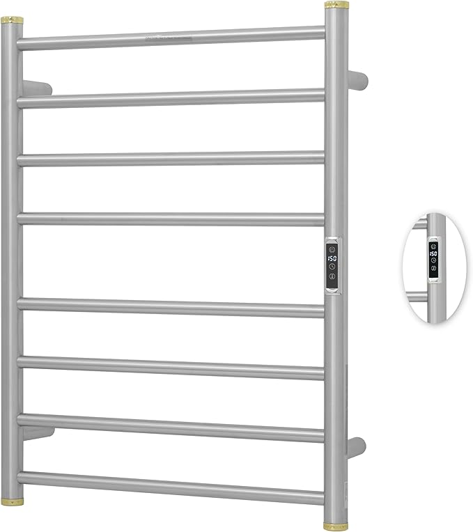 Electric Towel Warmer Rack,Heating Towel Warmer,Timer & Temperature Control,Wall-Mounted Plug-in for Bathroom,Brushed,Stainless Steel,8-Bar(27.56x20.87x4.41in)