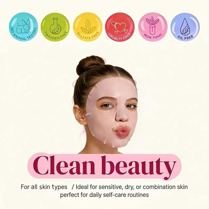 Collagen Face Masks Skincare Bulk,Hydrating Spa Face Mask Beauty for Sensitive Skin,Sheet Mask for Women Skin Care, Facial Mask Sets for Teen Girls (7 Masks)