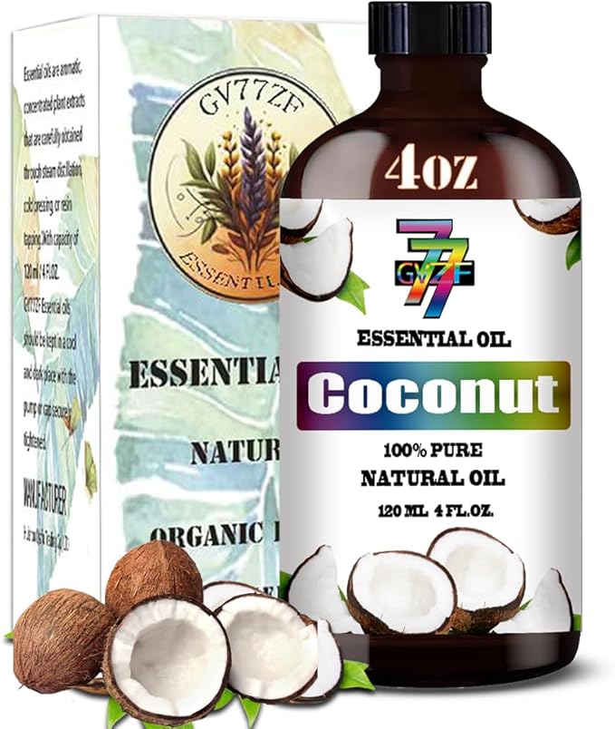 Coconut Essential Oil - GV77ZF Coconut Oils for Diffusers, Humidifiers, DIY Candles, Soap, Cleaning, Home, Office, Yoga, Massage, Gifts - 4 fl oz (120 ml)