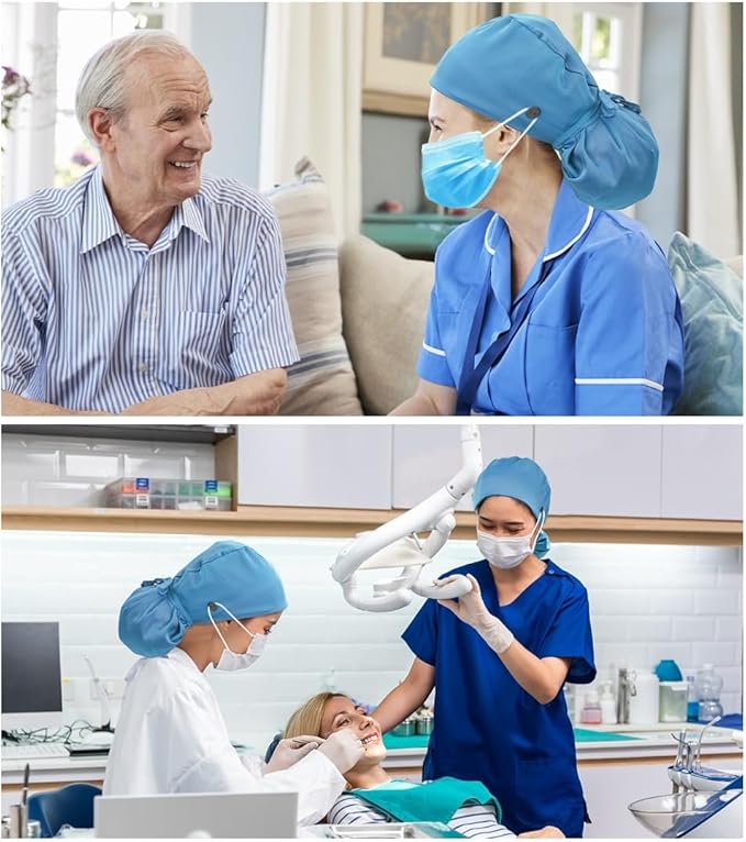 Satin Lined Scrub Cap, Adjustable Surgical Cap with Sweatband & Buttons, Soft and Wrinkle-Resistant Scrub Hat