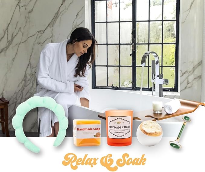 Get Well Soon Gift Baskets for Women – Self Care Spa, Care Package with Blanket, Relaxing Collection, Cozy Kit, Birthday Present for Women, Thinking Of You Best Friend Box, Bath Essentials, 9pcs Set