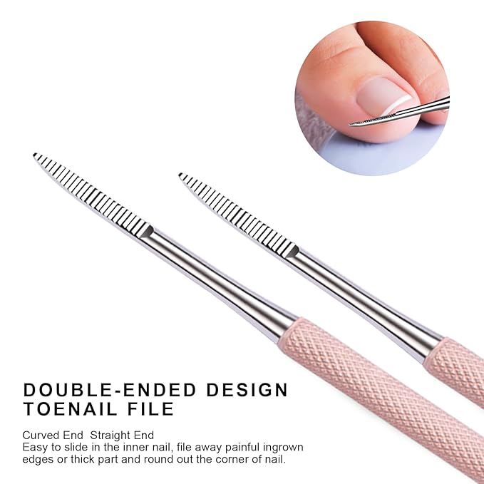 Teenitor Pedicure Tools for Feet, Toenail File and Lifters, Ingrown Toenail Removal Kit Pain Relief (Pink)
