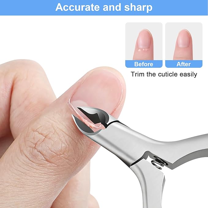 CGBE Cuticle Trimmer, Professional Cuticle Nippers Remover Tools, Non-slip Silicone Handle Cuticle Cutter Remover, Pedicure Manicure Tools for Fingernails and Toenails (White)