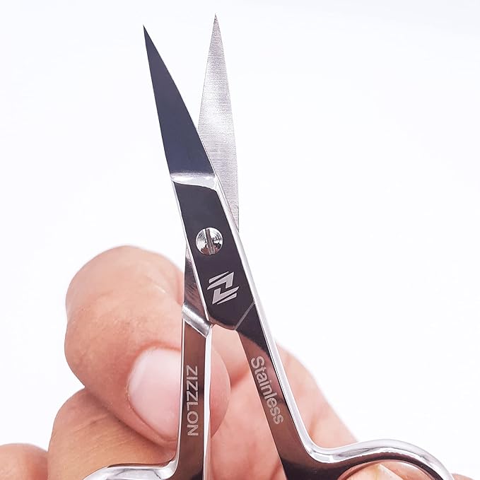 Nail Scissors Curved Micro Serrated Stainless Steel Eyebrow Scissors for Eyelash, Mustache, Beard, Nose Hair – Pedicure, Manicure Scissors for Men and Women