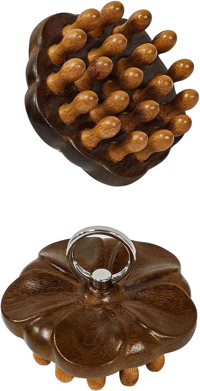 Wooden Scalp Massager, Manual Scalp Massage Comb for Relaxation, Hair Oil Application and Gentle Daily Scalp Care, Handheld Head Massage Tool for Home or Travel