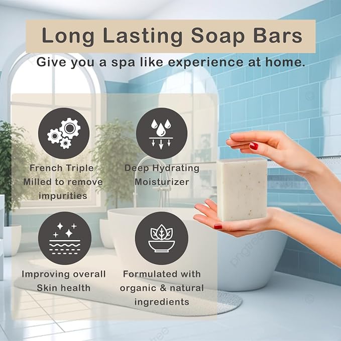 Simple Scents Australia Oatmeal & Milk Scented Natural Soap Bars (5 Bars), 3.5oz Moisturizing French Triple Milled Soap Bars Enriched with Shea Butter - Pure Plant Oil Bath & Body