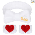 Bridal Print Plush Wash Face Headband with Wrist Band Hair Cuffs for Women Girls Bride to Be Spa Facial Makeup Skincare Bath Head Wrap Bachelorette Birthday Party Favor Gift