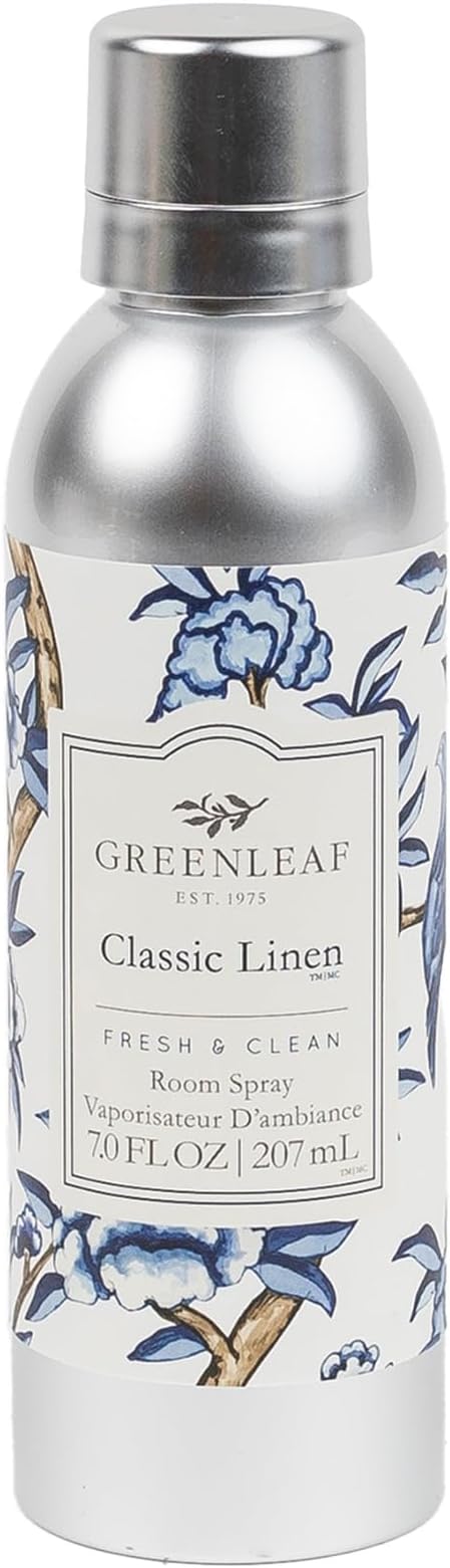 Greenleaf Gifts Classic Linen Scented Room Air Freshener Spray | Non-Aerosol 7 oz Spray | Clean Cotton Scented Air Freshener for Home | Home Fragrance for Bedroom & Bathroom