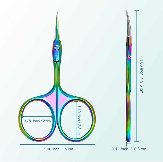 Lermende Cuticle Scissors Extra Fine Curved, Portable Stainless Steel Manicure Scissors with Sharp Curved Blade, Multi-Purpose Russian Manicure Cuticle Trimmer.(Colorful, Round Handle)