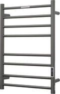 Electric Heated Towel Warmer - Wall Mounted Bathroom Towel Rack, Plug-in Design & Brushed Stainless Steel Finish 8 Bar Gunmetal with Timer & Temperature Control