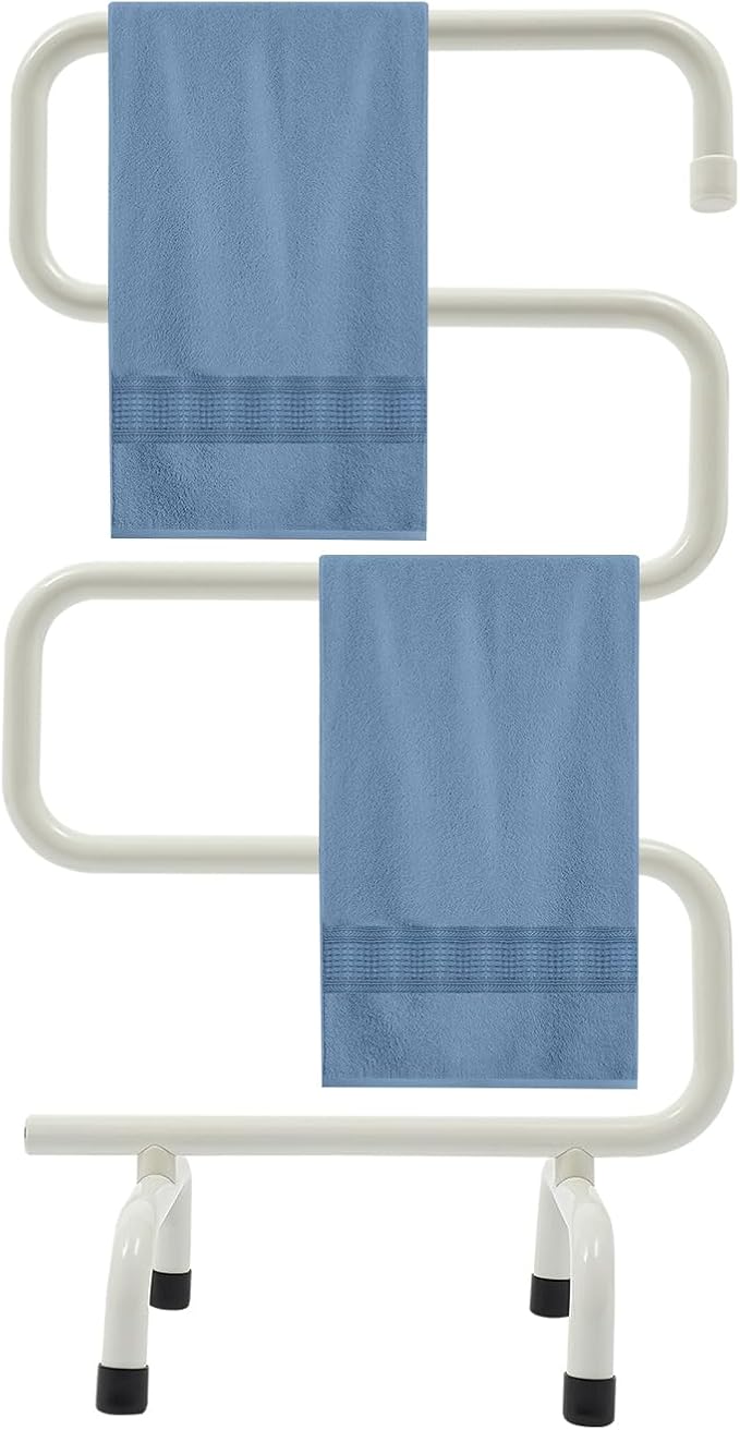 Electric Towel Warmer, S-Shaped Heated Towel Rack with Built-in Switch, Constant Temperature, 15-Min Fast Heating, Freestanding Drying Rack for Bathroom, Plug-in/Hardwired, White